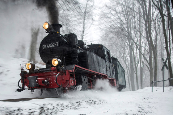 Railway Romantic | The steam engine "Orlando Furioso" | Wood panels | wallunica