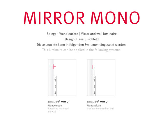 MIRROR MONO | Wall lights | Buschfeld Design