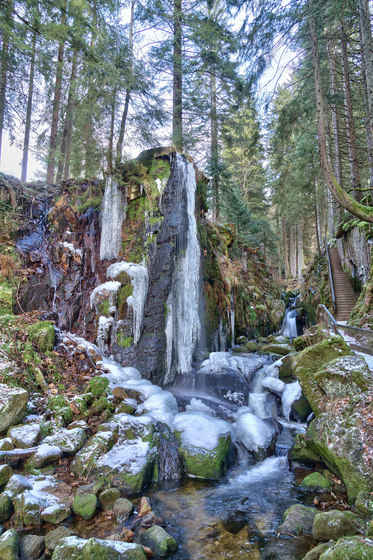 Paysage | Le Menzenschwander Chute d'eau dans la Forêt-Noire | Panneaux de bois | wallunica