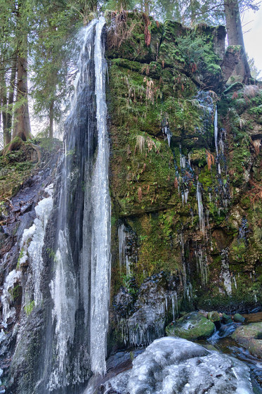 Landscape | The Menzenschwander Waterfall in the Black Forest | Wood panels | wallunica