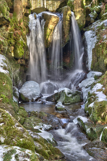 Landscape | The Menzenschwander Waterfall in the Black Forest | Planchas de madera | wallunica