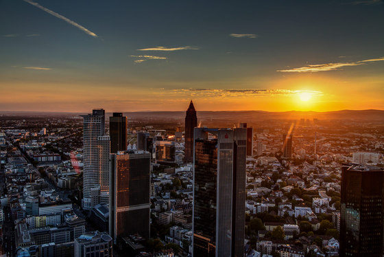 Frankfurt | Sunset in Frankfurt am Main | Láminas de plástico | wallunica