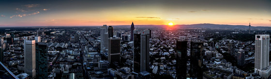 Frankfurt | Sonnenuntergang über der Skyline von Frankfurt | Kunststoff Folien | wallunica
