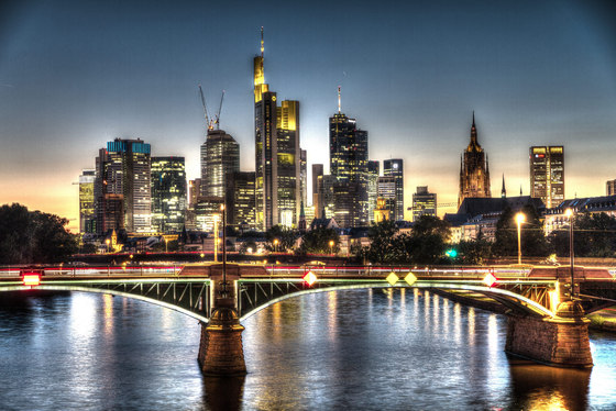 Frankfurt | River Main in Frankfurt at night | Láminas de plástico | wallunica