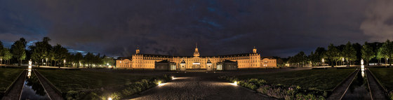 Frankfurt | View of Karlsruhe Palace at night | Wood panels | wallunica