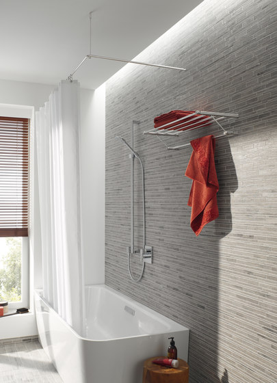Barre de rideau de douche baignoire en L 170x70 cm vissée | Tringles à rideaux de douche | PHOS Design