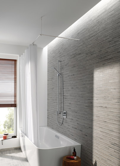 Shower curtain rail bathtub L-shape 170x70 cm screwed | Shower curtain rails | PHOS Design