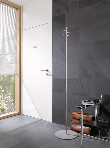 Minimalist free-standing wardrobe, gray base plate | Towel rails | PHOS Design