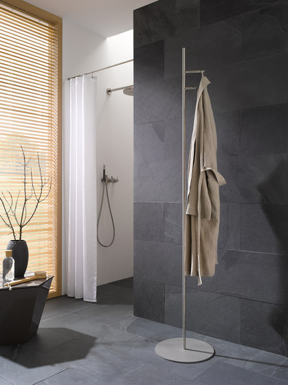 Standing coat rack, 2 concave hooks, base plate in gray | Towel rails | PHOS Design