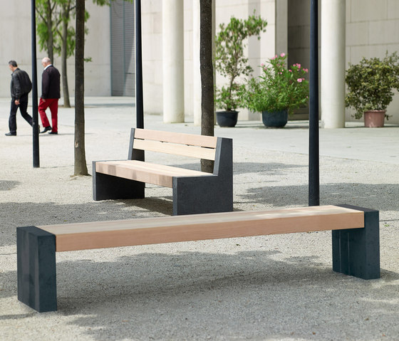 Versio levis stoolbench with slats MEDIUM and concret feet graphit  | Benches | Westeifel Werke