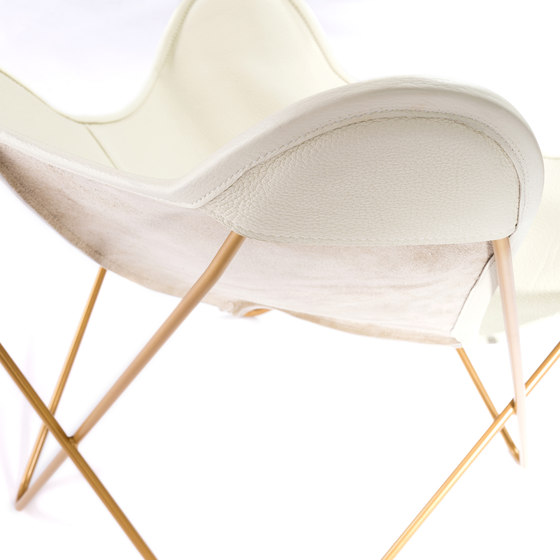 Hardoy Butterfly Chair Neck-Leder Elfenbein Gold | Fauteuils | Manufakturplus