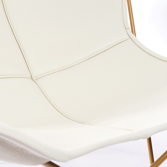 Hardoy Butterfly Chair Neck-Leder Elfenbein Gold | Poltrone | Manufakturplus