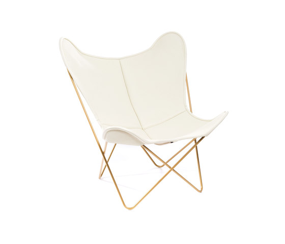 Hardoy Butterfly Chair Neck-Leder Elfenbein Gold | Sillones | Manufakturplus