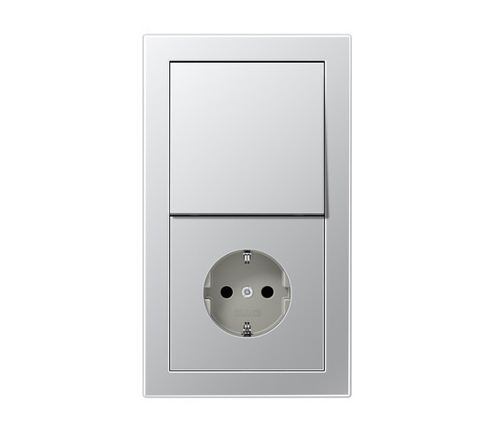 LS-design aluminum switch-socket | Interruttori-prese combinate (Schuko) | JUNG