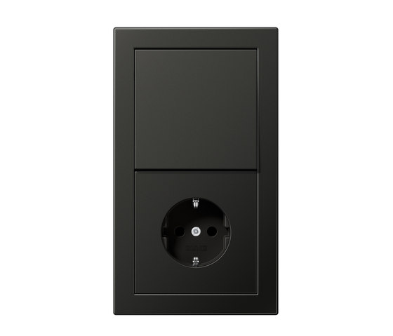 LS-design anthracite switch-socket | Combinación interruptor / enchufe (Schuko) | JUNG