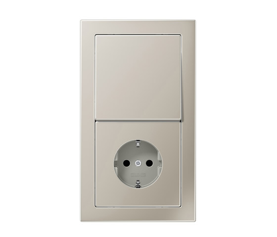 LS-design stainless steel switch-socket | Interruttori-prese combinate (Schuko) | JUNG