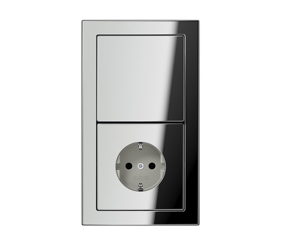 LS-design chrome switch-socket | Switches with integrated sockets (Schuko) | JUNG