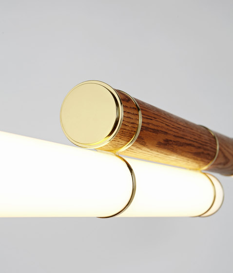 Mini Endless Double - 89 inches (Polished brass/Stained oak) | Suspended lights | Roll & Hill