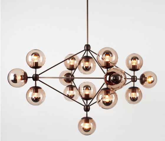 Modo Chandelier - 4 Sided, 15 Globes (Bronze/Smoke) | Suspensions | Roll & Hill