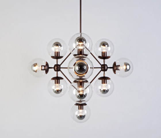 Modo Chandelier - Diamond, 13 Globes (Bronze/Clear) | Lampade sospensione | Roll & Hill