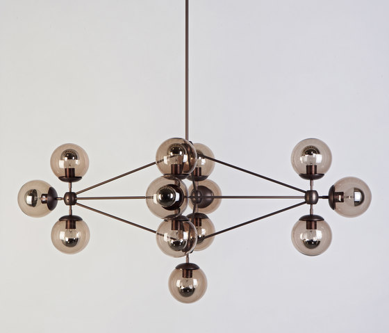 Modo Chandelier - Diamond, 13 Globes (Bronze/Smoke) | Pendelleuchten | Roll & Hill
