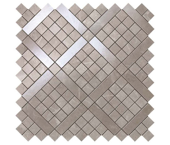 Marvel Pro Grey Fleury Diagonal Mosaic shiny | Ceramic mosaics | Atlas Concorde