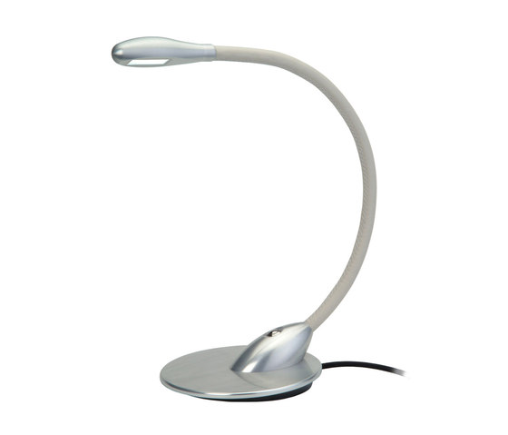 Cirrus Table Light, clear anodised with off white leather | Table lights | Original BTC