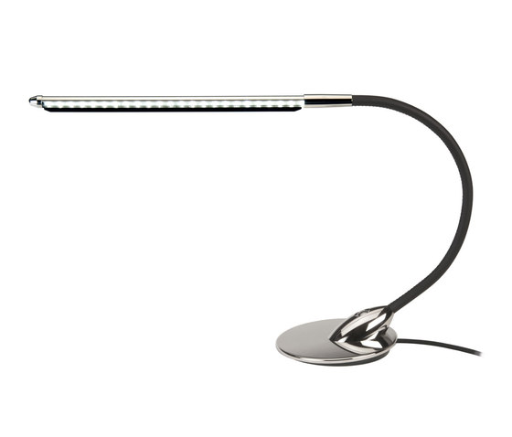 Wand Table Light, polished nickel with chocolate brown leather | Table lights | Original BTC