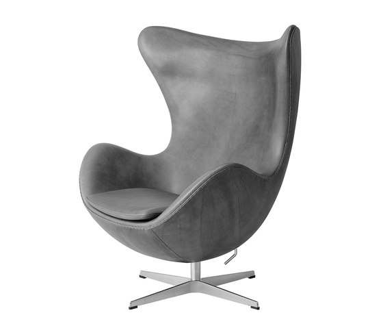 Egg™ Lounge chair | 3316 | Grey leather | Polished aluminum base | Armchairs | Fritz Hansen