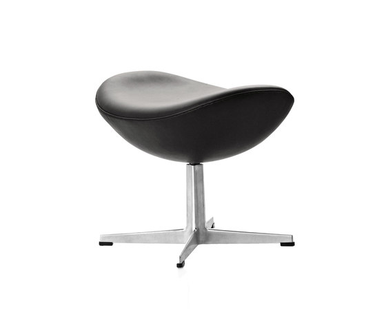 Egg™ Footstool | 3127 | Black leather | Polished aluminum base | Tabourets | Fritz Hansen