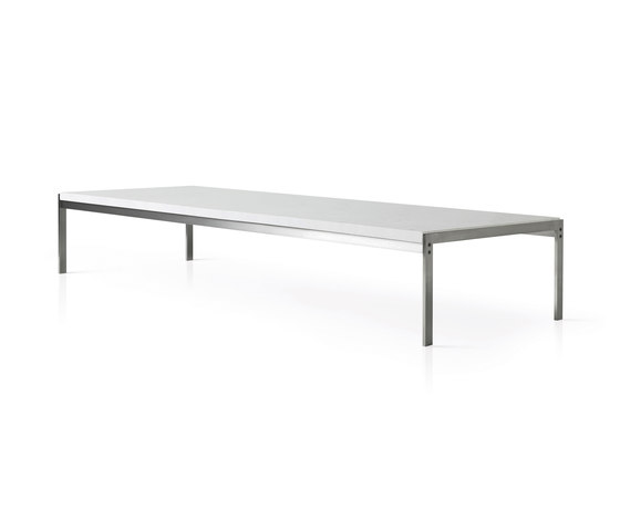 PK63™ | Coffee table | White rolled marble | Satin brushed stainless steel base | Couchtische | Fritz Hansen