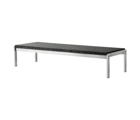 PK62™ | Coffee table | Dark granite | Satin brushed stainless steel base | Tables basses | Fritz Hansen