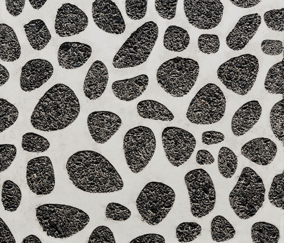 GCNature Pebbles25 nega white cement - black aggregate | Cemento a vista | Graphic Concrete