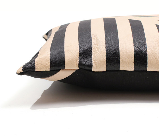 Black Lines Leather Pillow - 12x16 | Kissen | AVO