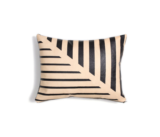 Black Lines Leather Pillow - 12x16 | Cushions | AVO