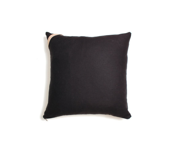 Black Lines Leather Pillow - 18x18 | Coussins | AVO