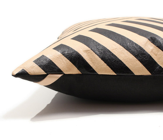 Black Lines Leather Pillow - 18x18 | Cojines | AVO