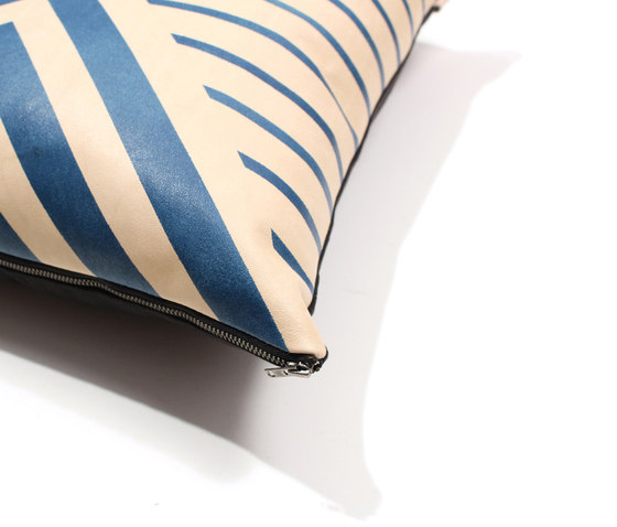 Blue Geometric Leather Pillow - 12x16 | Cushions | AVO