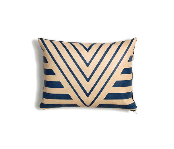 Blue Geometric Leather Pillow - 12x16 | Coussins | AVO