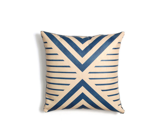 Blue Geometric Leather Pillow - 18x18 | Kissen | AVO