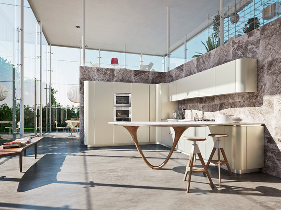 Ola 20 fitted kitchen in white MDF and light wood | Einbauküchen | Snaidero