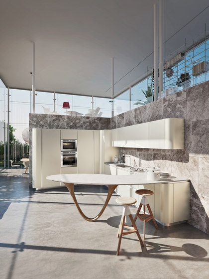 Ola 20 fitted kitchen in white MDF and light wood | Cocinas integrales | Snaidero