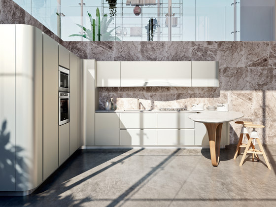 Ola 20 fitted kitchen in white MDF and light wood | Einbauküchen | Snaidero
