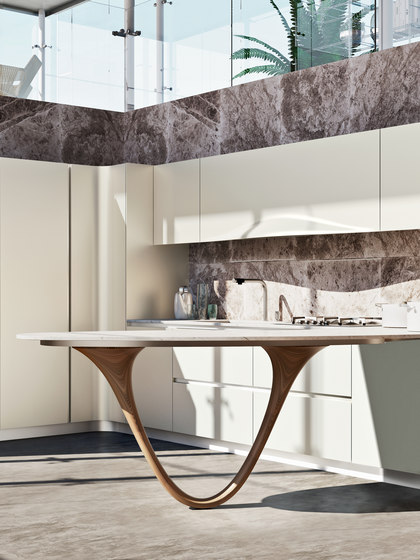 Ola 20 fitted kitchen in white MDF and light wood | Cuisines équipées | Snaidero
