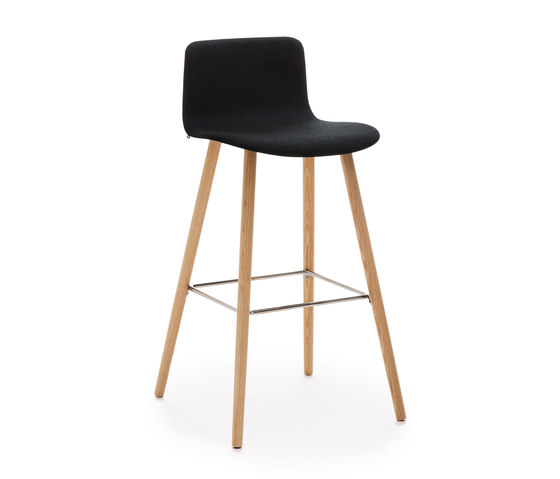 Sola Barstool Wooden Base Upholstered Low Backrest | Bar stools | Martela