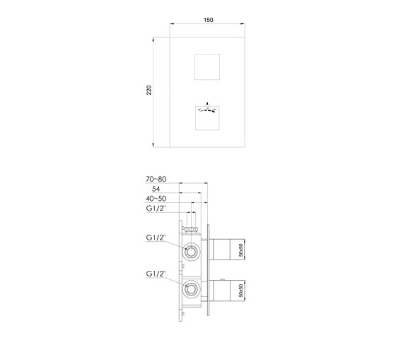 160 4103 Finish set for concealed thermostatic mixer with temperature and volume control | Grifería para duchas | Steinberg