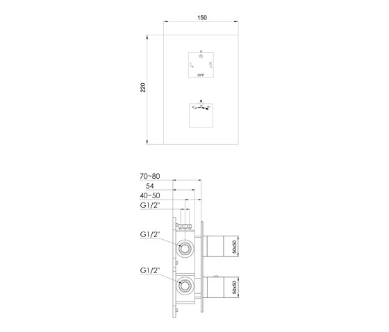 160 4123 Finish set for concealed thermostatic mixer with 3 way diverter | Grifería para duchas | Steinberg