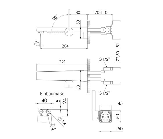240 1800 1 Wall mounted single lever basin mixer | Wash basin taps | Steinberg