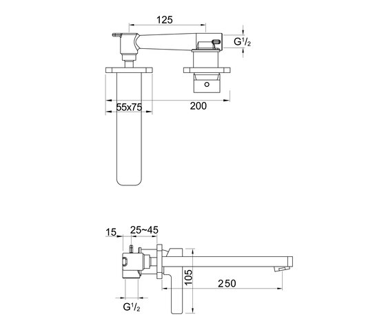 230 1820 Wall mounted single lever basin mixer | Grifería para lavabos | Steinberg