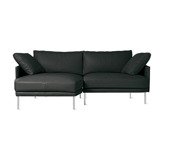 Camber Compact Sectional in Leather, Left, Stainless Legs | Canapés | Design Within Reach